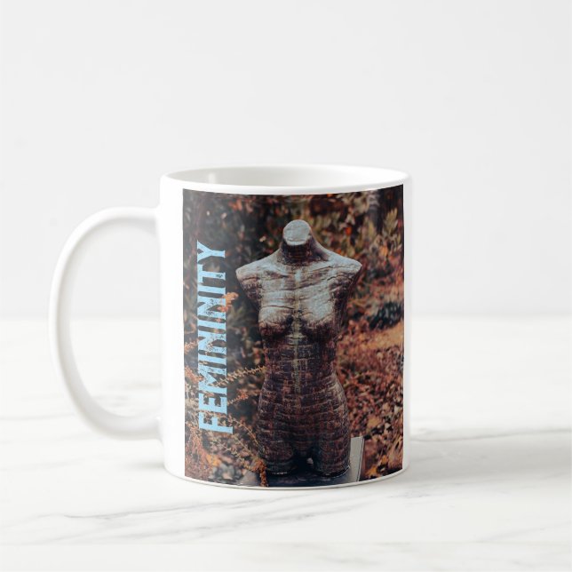 Mug Musique blanche avec fond de forêt de féminité (Gauche)