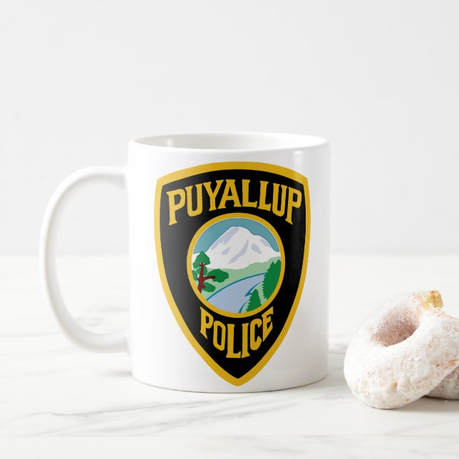 Mug Musique blanche de la police de Puyallup (Avec donut)