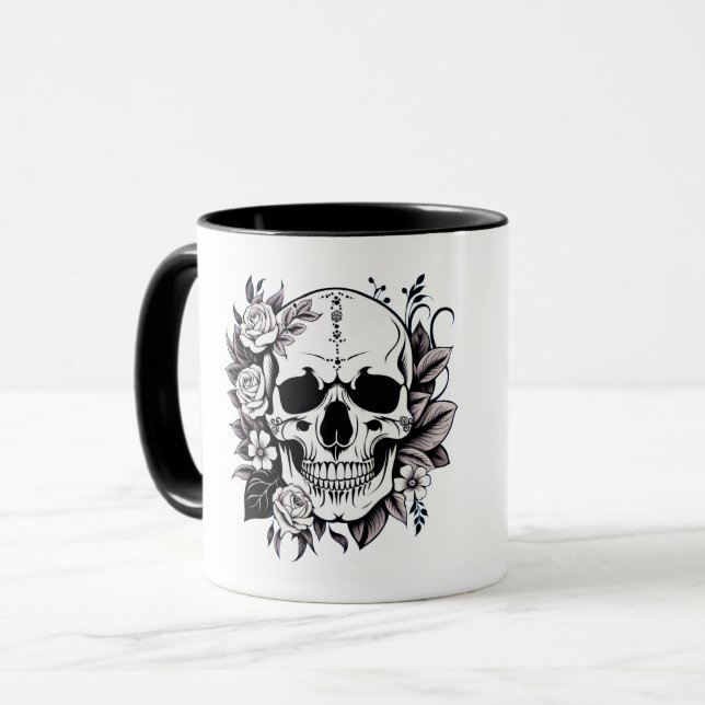 Mug Musique crâne florale (Devant gauche)