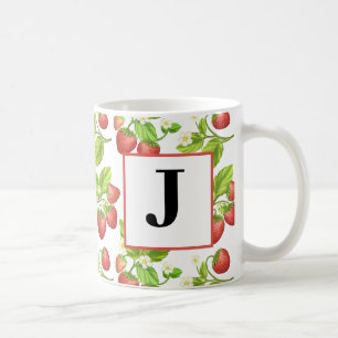 Mug Musique d'aquarelle de fraise Monogram