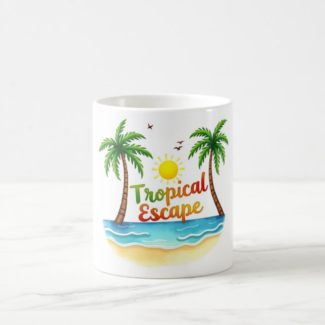 Mug Musique d'aquarelle de plage de l'évasion tropical (Centre)