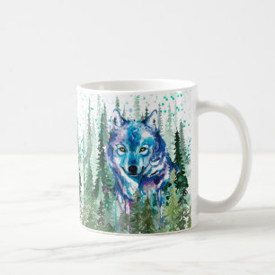 Mug Musique de café Wolf Loup d'aquarelle colorée