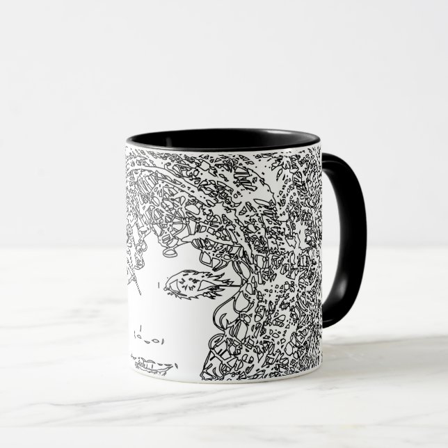 Mug Musique de feux d'artifice noir blanc (Devant droit)