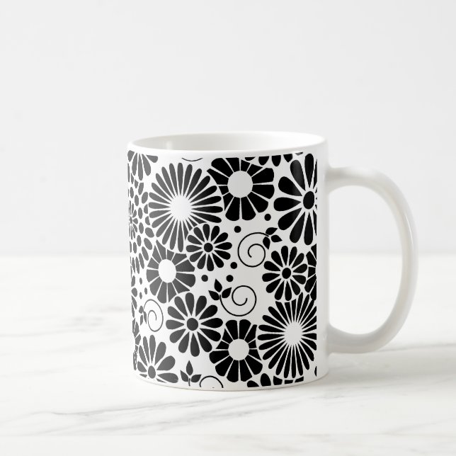 Mug Musique de fleurs blanches rétro (Droite)