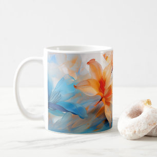 Mug Musique de fleurs bleues et oranges