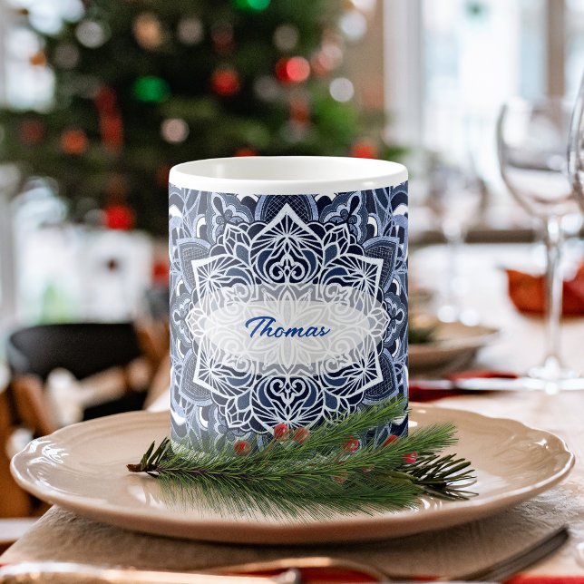 Mug Musique de flocon de neige bleu Mandala (Créateur téléchargé)