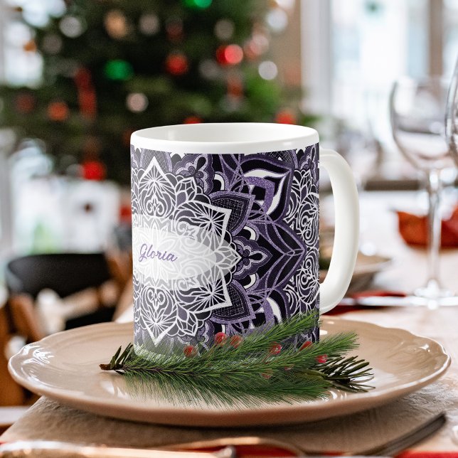 Mug Musique de flocon de neige pourpre Mandala (Créateur téléchargé)