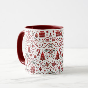 Mug Musique de Noël blanc rouge