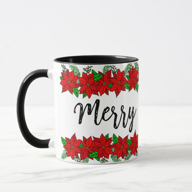 Mug Musique de Noël | Joyeux et épais pins et baies (Gauche)