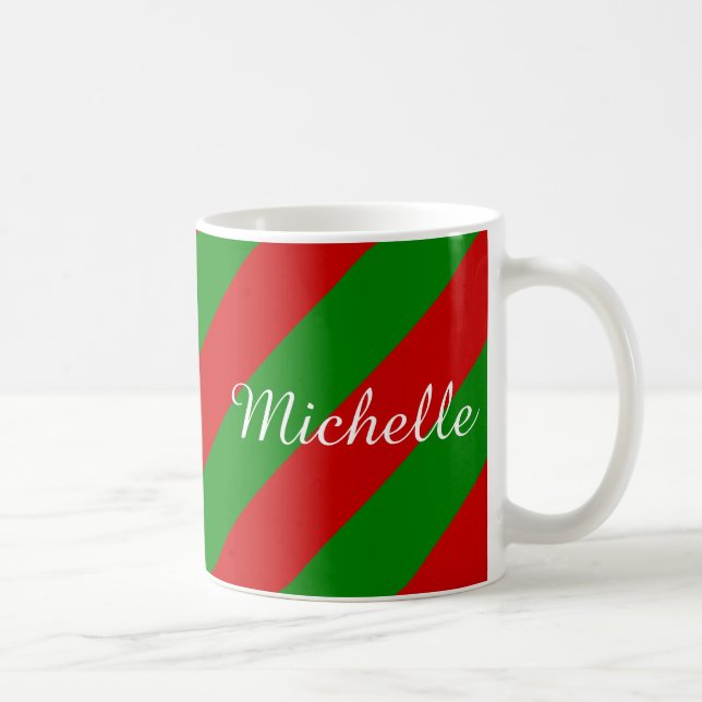 Mug Musique de Noël personnalisée | bandes vertes et r (Droite)