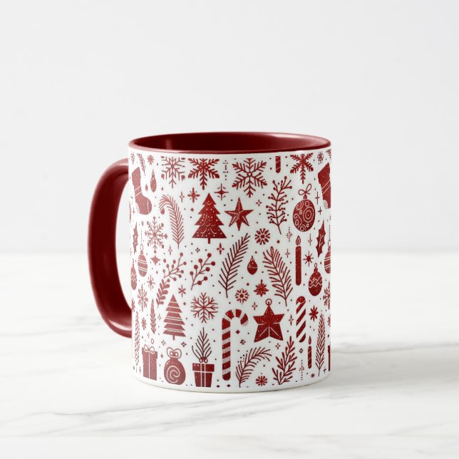 Mug Musique de Noël rouge blanc (Devant gauche)
