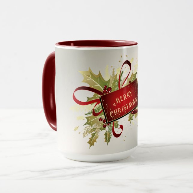 Mug Musique de Noël rouge moderne (Devant gauche)