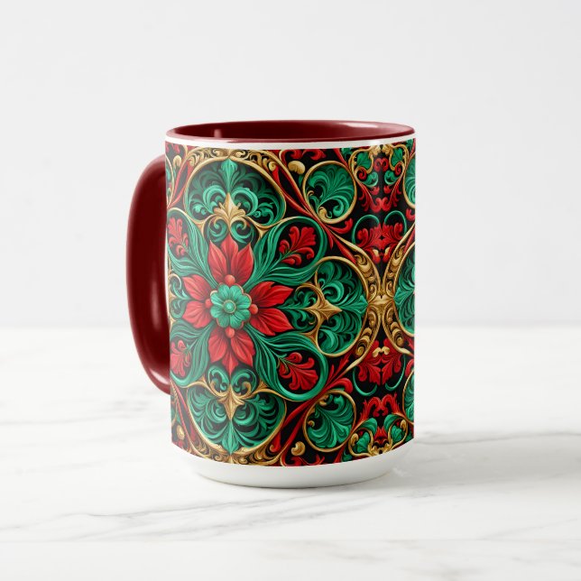 Mug Musique de Noël rouge vert (Devant gauche)