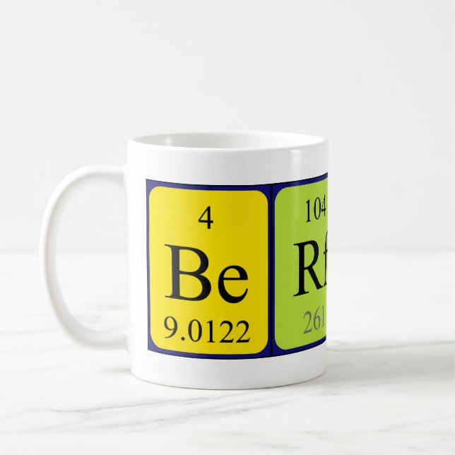 Mug Musique de nom de table périodique Berfin (Gauche)