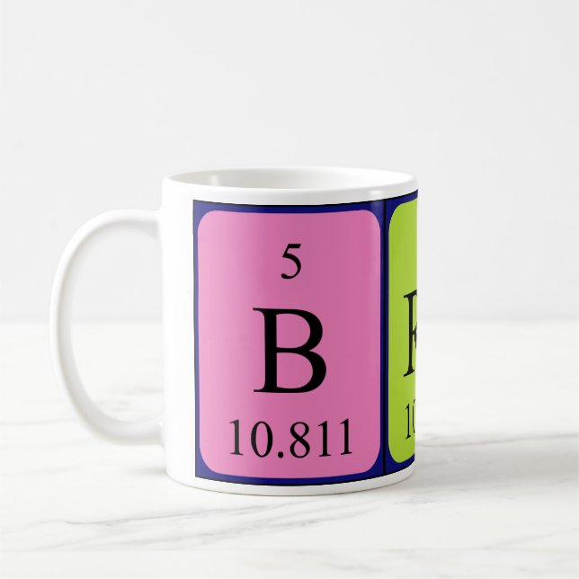 Mug Musique de nom de table périodique Bruce (Gauche)