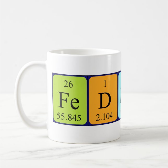 Mug Musique de nom de table périodique Federico (Gauche)