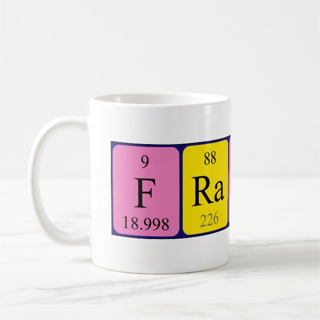Mug Musique de nom de table périodique Franni (Gauche)