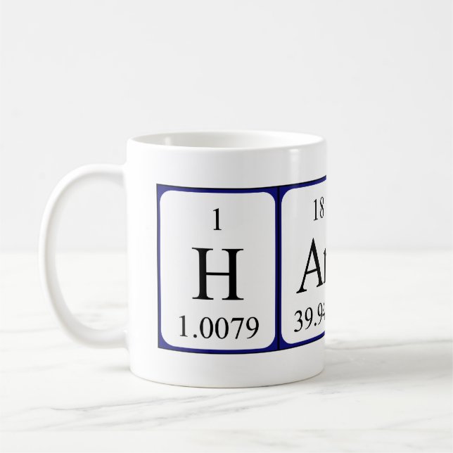 Mug Musique de nom de table périodique Harlan (Gauche)