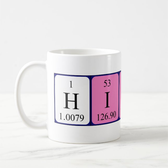 Mug Musique de nom de table périodique Hicham (Gauche)
