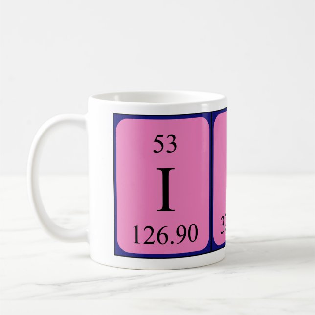 Mug Musique de nom de table périodique Isac (Gauche)