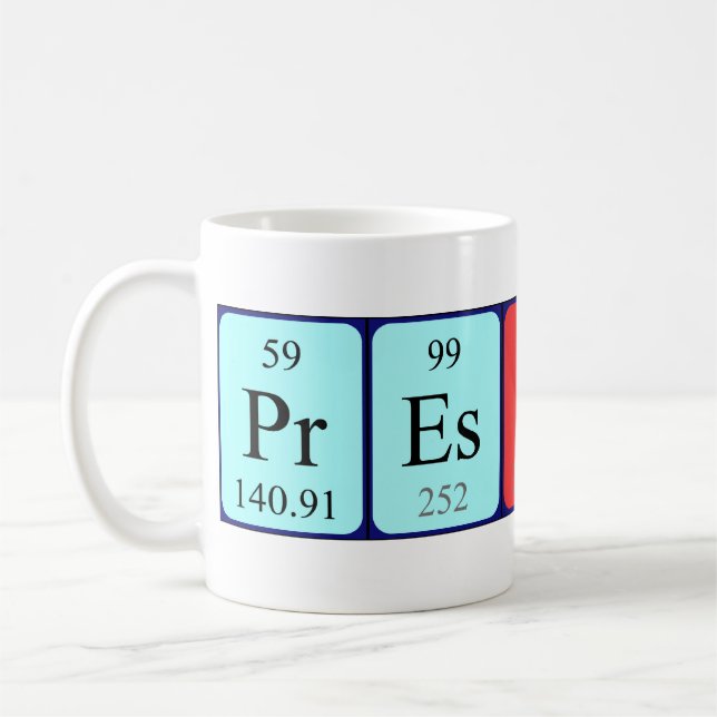 Mug Musique de nom de table périodique Preston (Gauche)