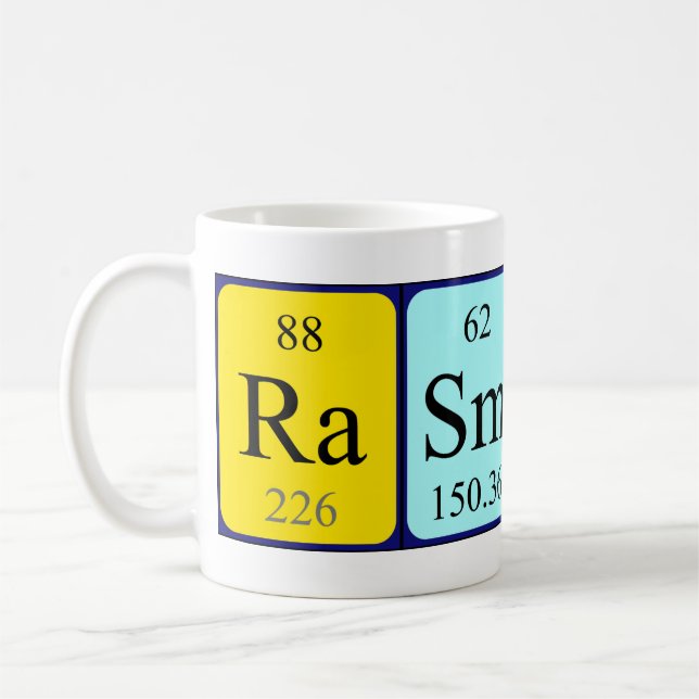 Mug Musique de nom de table périodique Rasmus (Gauche)