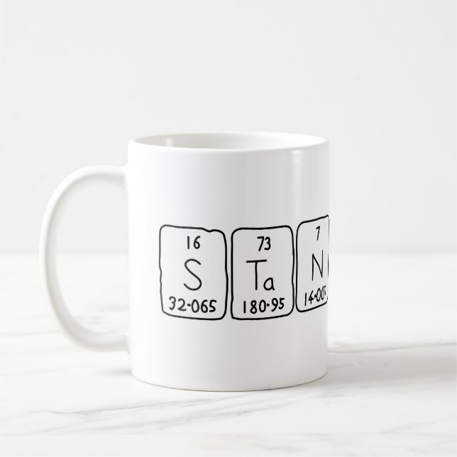 Mug Musique de nom de table périodique Stanislav (Gauche)