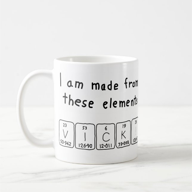 Mug Musique de nom de table périodique Vicki (Gauche)