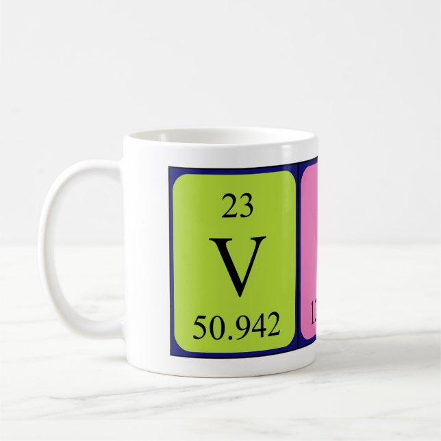 Mug Musique de nom de table périodique Viv (Gauche)