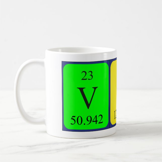 Mug Musique de nom de table périodique Viv (Gauche)