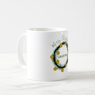 Mug Musique de nom personnalisé de la couronne de Noël