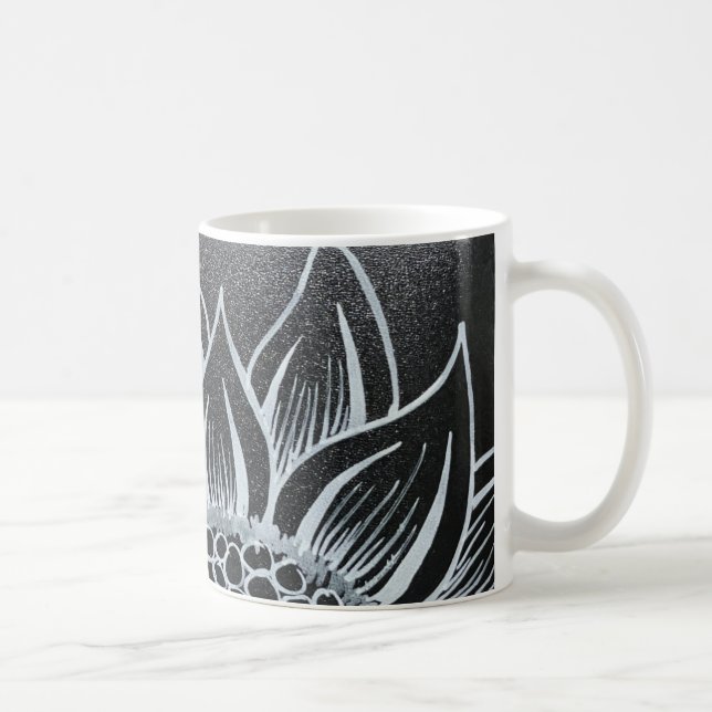 Mug Musique de tournesol noir et blanc (Droite)