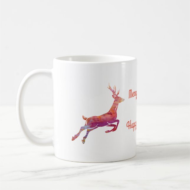 Mug Musique de vacances personnalisée de rennes roses (Gauche)