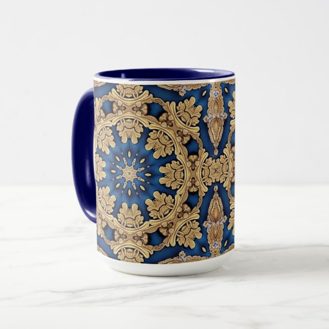 Mug Musique décorative en or bleu (Devant gauche)