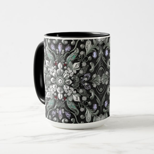 Mug Musique décorative violette argentée (Devant gauche)