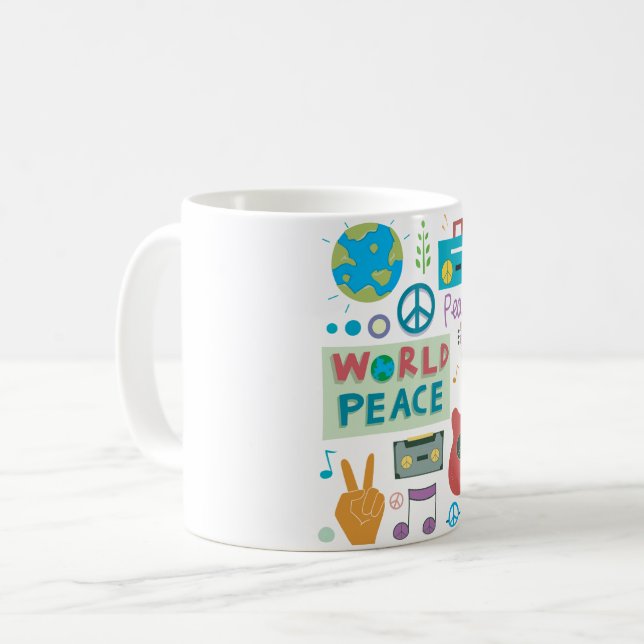 Mug Musique des symboles de la paix mondiale (Devant gauche)