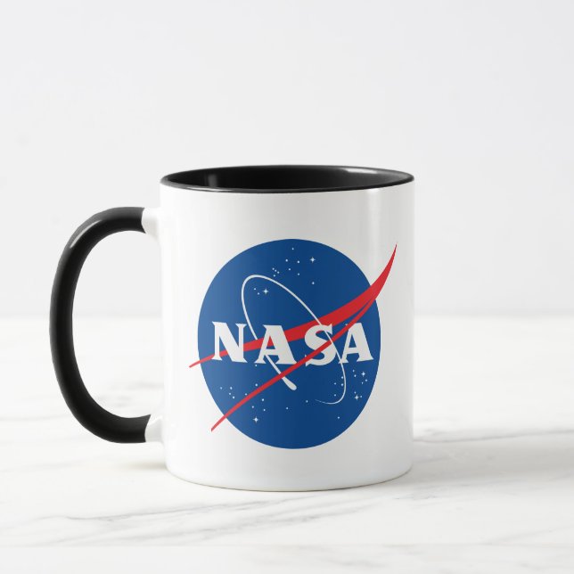 Mug Musique en céramique noire/blanche Iconique NASA E (Gauche)