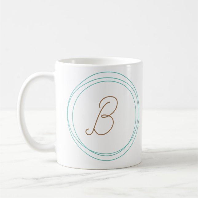 Mug Musique Monogramme en Turquoise/Or (Gauche)