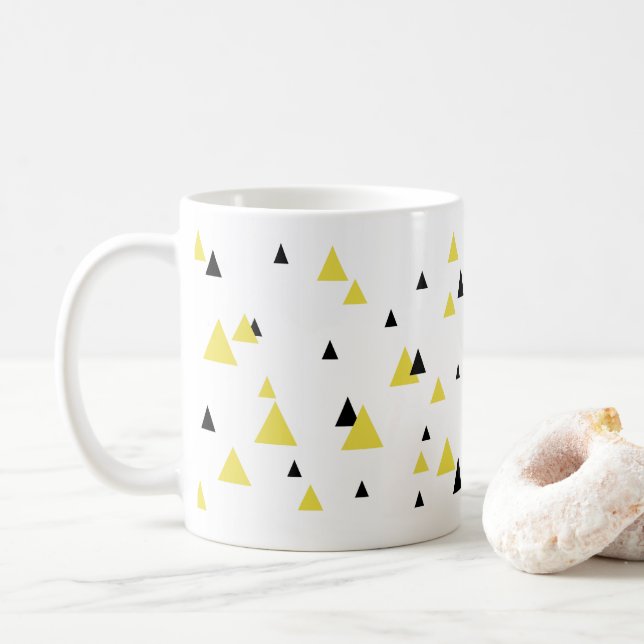 Mug Musique Motif géométrique jaune et noir (Avec donut)