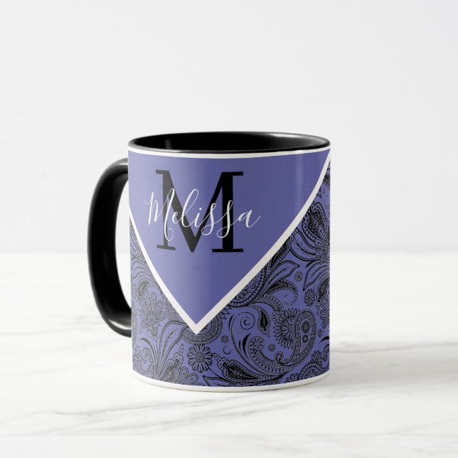 Mug Musique noir et peri paisley (Devant gauche)