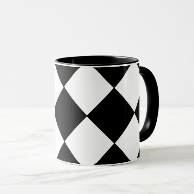 Mug Musique noire et blanche À damiers (Devant droit)