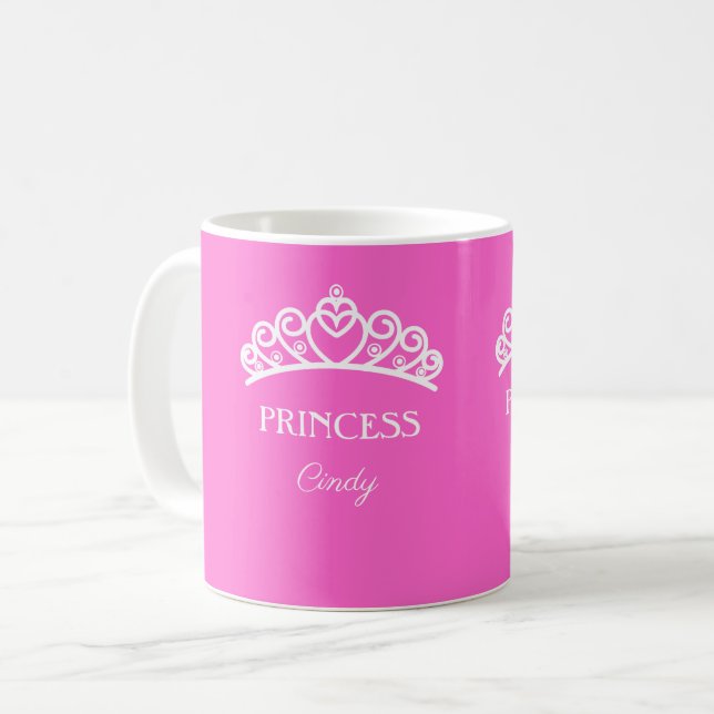 Mug Musique princesse personnalisée en rose avec nom (Devant gauche)