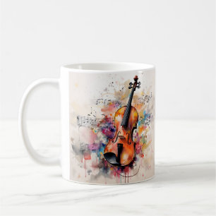 Mug Musique violon à éclaboussure d'aquarelle