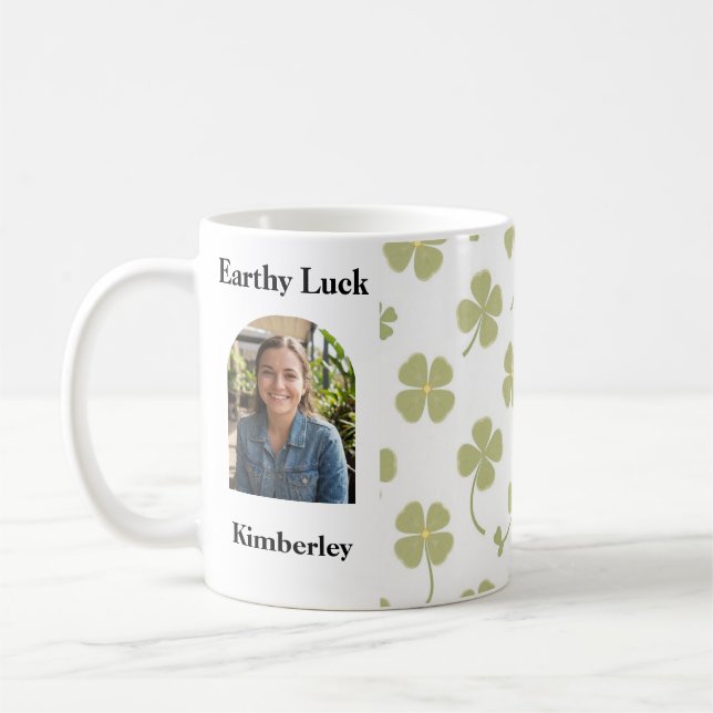 Mug Muted Sage Green Lucky Charm Personalized (Gauche)
