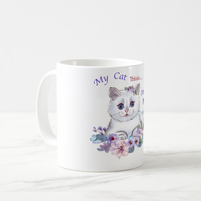 Mug My Cat pense que je suis parfait Cat Illustration  (Devant gauche)
