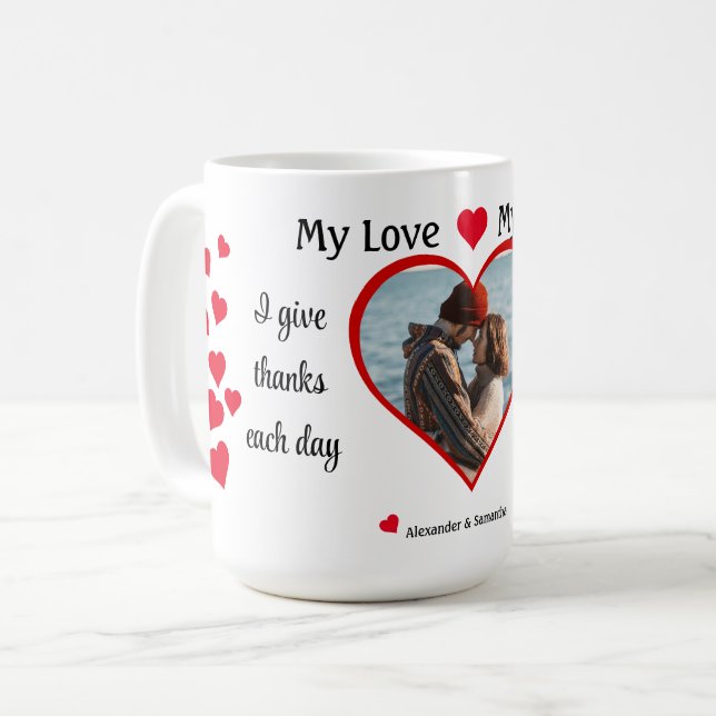 Mug My Love My Life Romantic Heart Photo (Devant gauche)