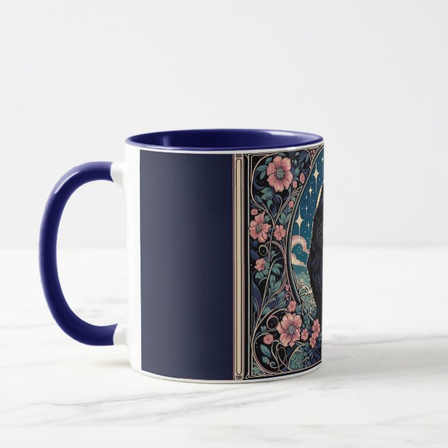Mug Mystical Black Cat Art Nouveau (Gauche)