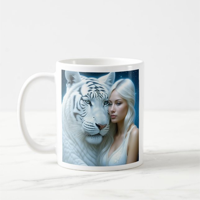 Mug Mystique tigre blanc et belle femme (Gauche)