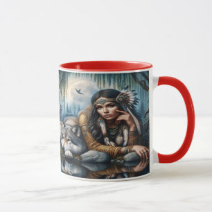Mug Mystique Une Femme Amérindienne Avec Loups 5x7