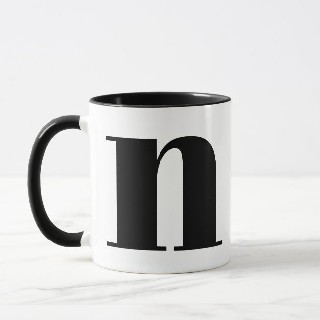Mug n Monogramme moderne Lettre initiale Noir et blanc (Gauche)